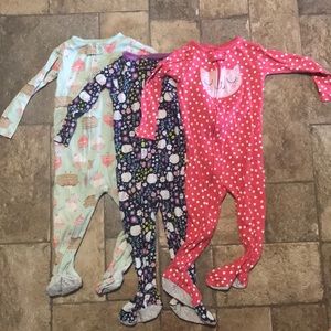 Carters 3 toddler girls footie pjs size 18months